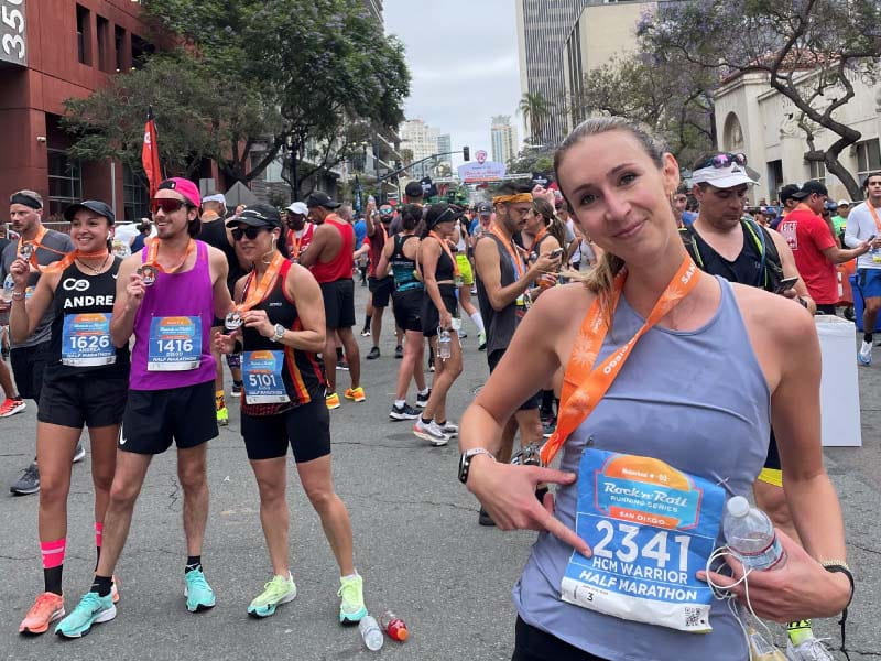 Ava Van der Meer (right) takes part in a half-marathon after she received an implantable cardioverter defibrillator in 2020. (Photo courtesy of Ava Van der Meer)