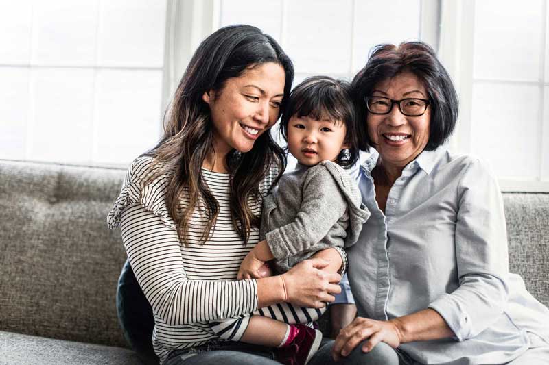 Baby with mom and grandmother