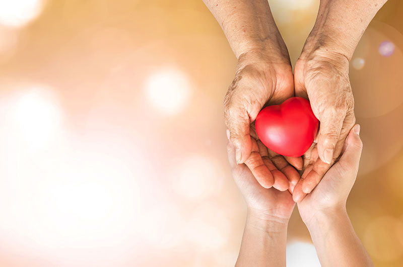 comforting hands holding heart shape