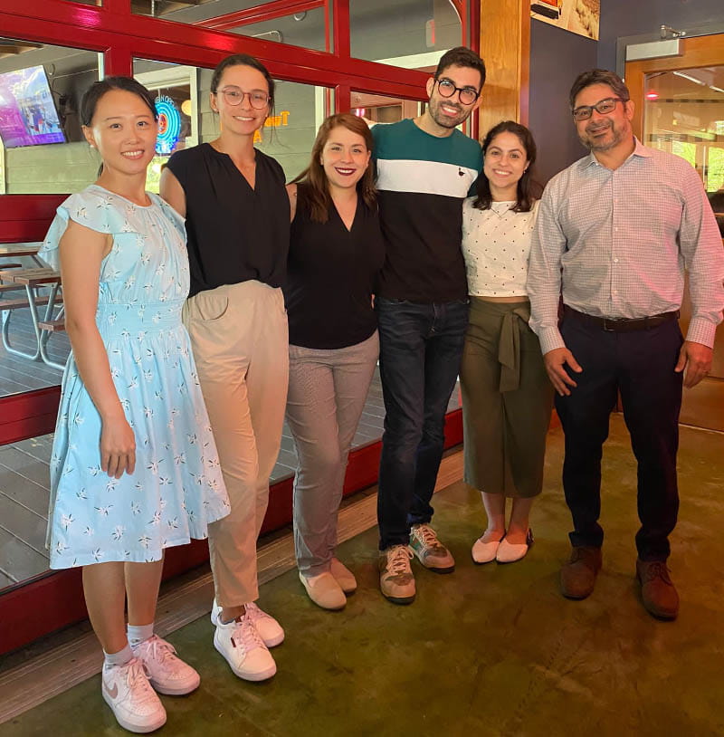 Paula Nieto-Morales and her Florida State University lab colleagues, from left: Yun Shi, Paula Nieto Morales, Michelle Rodriguez Garcia, Maicon Landim Vieira, Isabella Leite Coscarella and Dr. Jose R. Pinto. (Photo courtesy of Paula Nieto-Morales)