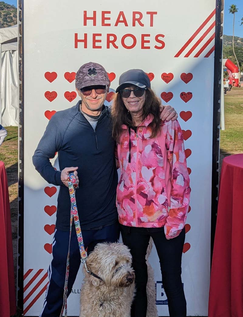 Jonathan Bogner (left) and his wife, Cindy, with their dog at an American Heart Association Heart and Stroke Walk. (Photo courtesy of Jonathan Bogner)