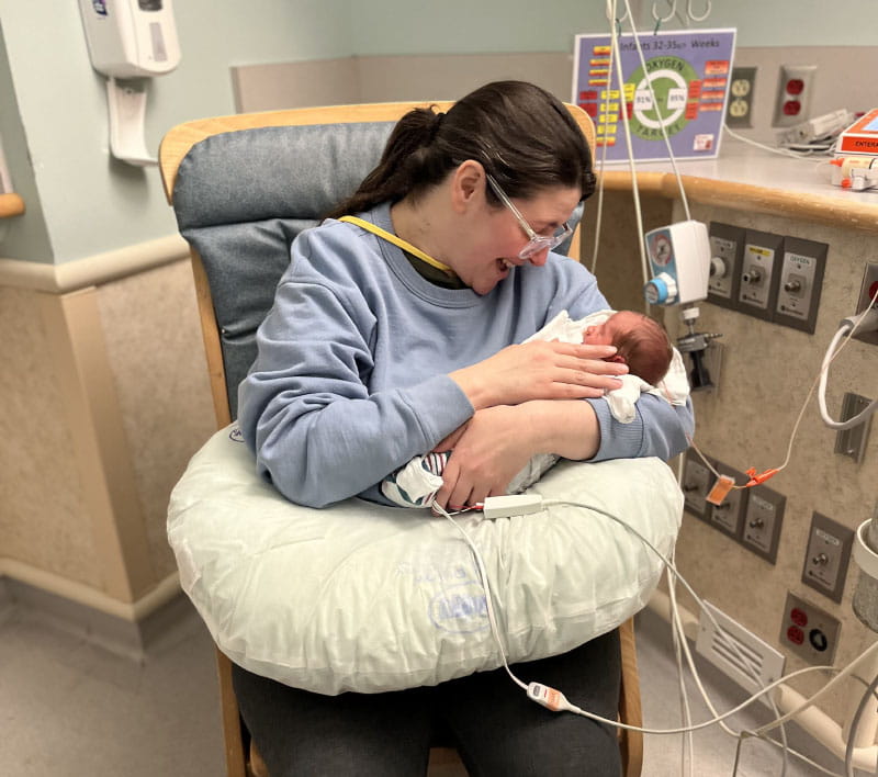 Kirsten Dorsey holds her newborn son, Brian, in the hospital. (Photo courtesy of Kirsten Dorsey)