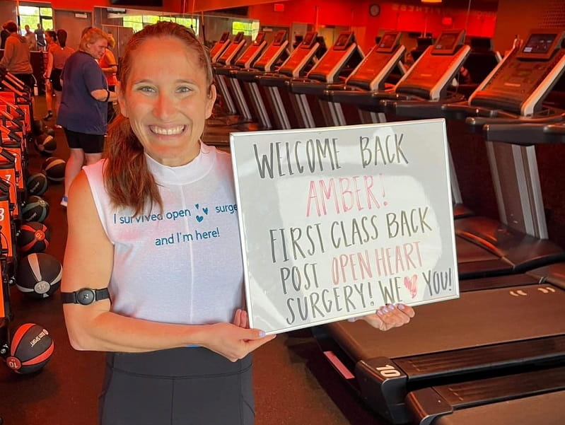 Amber Williams at her first fitness class after her initial heart surgery. (Photo courtesy of Amber Williams)