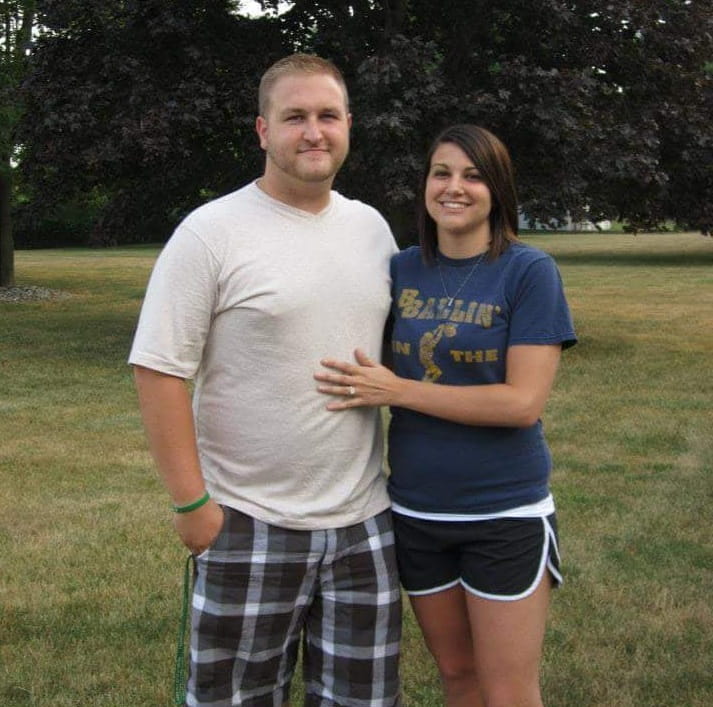 Erik Minaya and his wife, Jamie, before he cut sugar and fast food out of his diet.