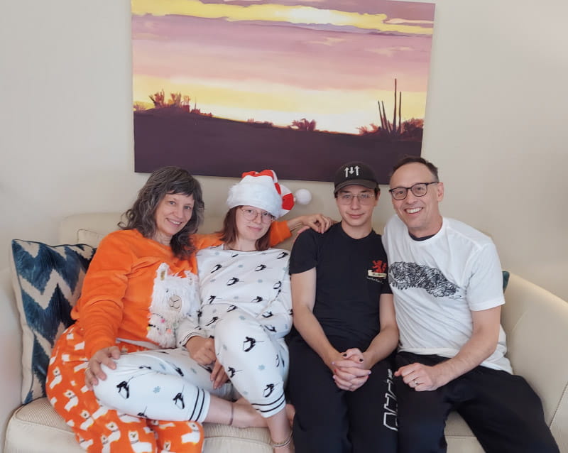 Ed Frauenheim (far right) with his family. From left: Wife Rowena Richie and children Skyla and Julius. (Photo courtesy of Ed Frauenheim)