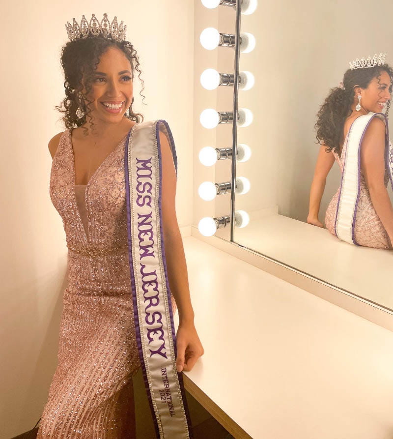 Andrianna Acosta proudly displayed her scar when she won the Miss New Jersey International title in 2021. (Photo courtesy of Jessielyn Palumbo)