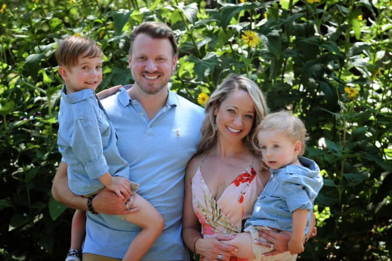 Dax Serbin and his family. From left: Dax, dad Dustin, mom Amber Noggle, and brother Xander. (Photo courtesy of Gretchen Whitehurst)