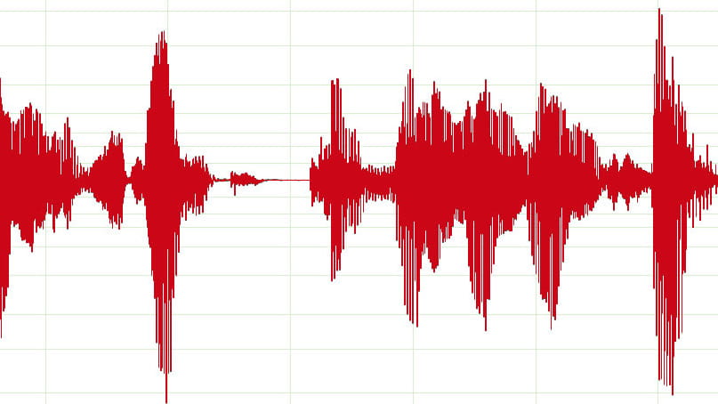 Una onda roja de grabación de voz