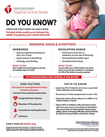 Perinatal Stroke Infographic | American Stroke Association