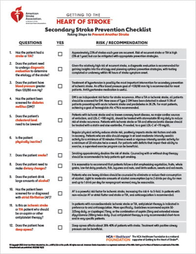 Secondary Stroke Prevention Checklist thumbnail