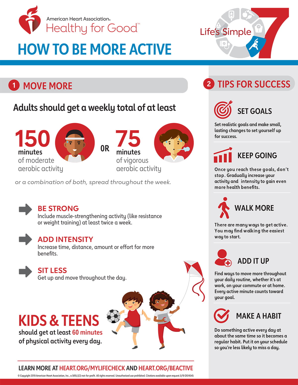 Life's Simple 7 Move More Be Active Infographic | American Stroke ...