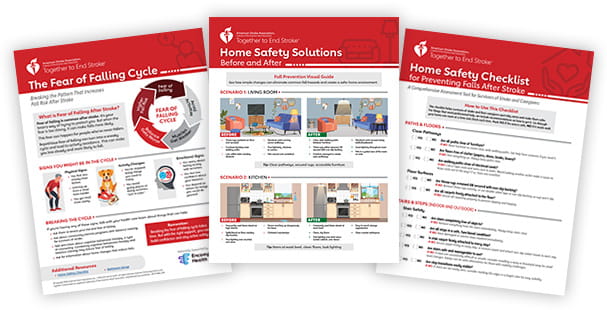 Three preventing falls resource documents are arranged in an arc. Three preventing falls resource documents are arranged in an arc.