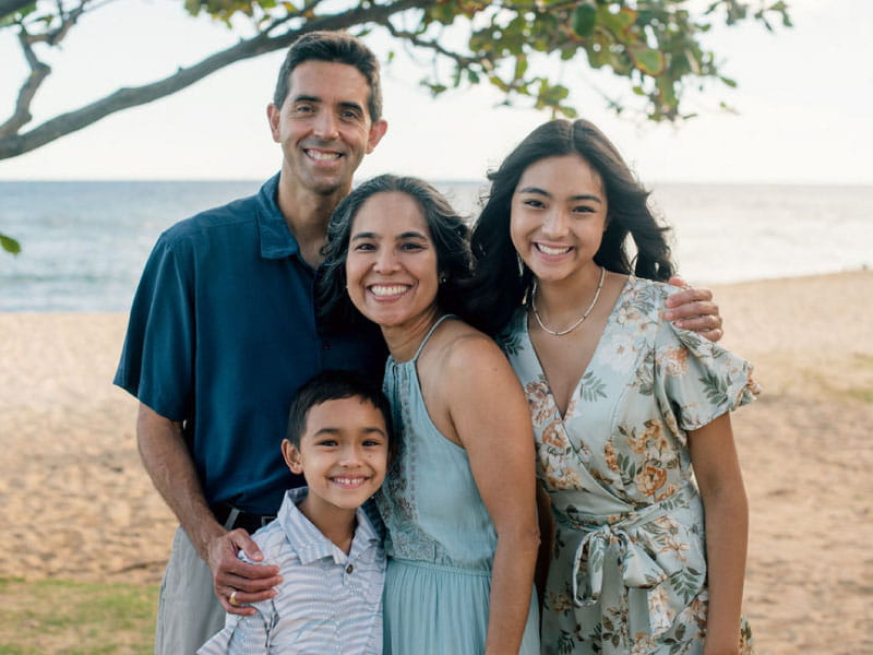 Arrhythmia survivor Jackie Ng-Osorio with her family. From left: Husband Kane, son Tobias, Jackie and daughter Petra Ng-Osorio. (Photo courtesy of Jackie Ng-Osorio)